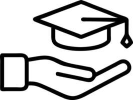 Holographic graduation cap and education icons hovering above a hand to represent digital education and online learning platforms vector