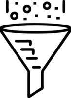 Holographic funnel with data flowing through it representing conversion rates and data processing in a marketing funnel vector