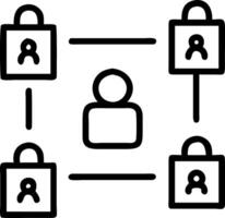 Holographic grid of locks and user icons symbolizing security matrix and data protection in a virtual digital environment vector