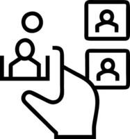 Holographic employee profiles arranged for easy management with a hand assigning tasks or adjusting roles in real time vector