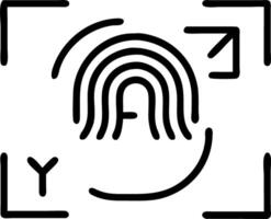 Holographic fingerprint and facial recognition icons being scanned within a digital interface symbolizing secure access and authentication vector