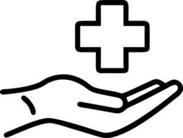 Holographic cross and health symbol floating in a hand signifying digital healthcare solutions in healthcare integration Set 2 vector