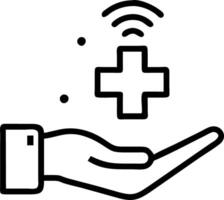 Holographic cross and health symbol floating in a hand signifying digital healthcare solutions in healthcare integration Set 5 vector