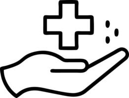 Holographic cross and health symbol floating in a hand signifying digital healthcare solutions in healthcare integration Set 6 vector
