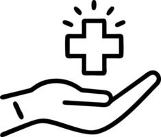 Holographic cross and health symbol floating in a hand signifying digital healthcare solutions in healthcare integration vector