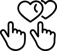 Heart icons and loyalty badges being interacted with through digital gestures illustrating customer engagement on digital platforms vector