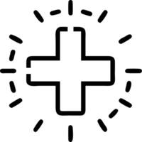 Healthcare Technology A glowing cross symbol surrounded by health related digital icons representing healthcare technology in a digital health interface Set 3 vector