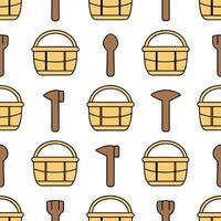 Heritage crafts and traditional tools seamless tile pattern with rustic tones vector