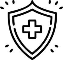 Healthcare shield illustrated by a glowing holographic shield with a cross symbolizing health coverage and medical security in a healthcare setting vector