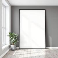 Black rectangular photo or picture frame template. Photo and picture frame mockup