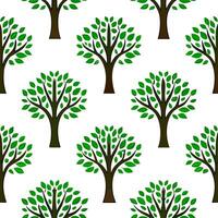 High contrast spring nature seamless pattern with bold tree trunks and vibrant greenery for dynamic spring designs vector