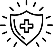 Healthcare shield depicted by a glowing holographic shield with a cross representing health coverage or medical security in a healthcare setting vector