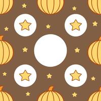 Harvest moon and stars seamless tile pattern with warm lights and autumn night sky vector