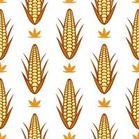 Harvest inspired corn stalks seamless tile pattern with warm golden tones and autumn textures vector
