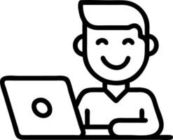 Happy smiling busy young African business man company worker holding smartphone in hands using artificial intelligence smart apps on mobile phone while working on laptop sitting at vector