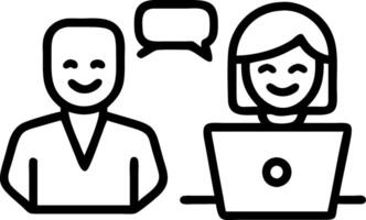 Happy professional smiling businessman and businesswoman having conversation at work executives team of two business people working talking using laptop technology standing in corp Set 8 vector