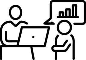 Happy professional executive team people managing project at work busy business man manager leader showing financial results to female partner using laptop computer at corporate of vector