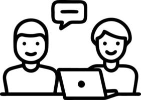 Happy African male employee having conversation with Latin colleague at work Smiling friendly diverse workers team talking working together using laptop computer sharing ideas at Set 6 vector