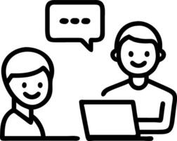 Happy African male employee having conversation with Latin colleague at work Smiling friendly diverse workers team talking working together using laptop computer sharing ideas at Set 9 vector