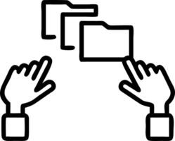 Hands drag and drop virtual folders on holographic interface demonstrating digital file management and organization Set 2 vector