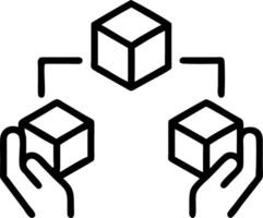 Hands arranging holographic cubes with icons representing delivery inventory and shipping to depict supply chain management in logistics Set 2 vector