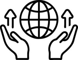 Hands interacting with a holographic globe showing financial and linguistic data to represent global market insights in business intelligence vector