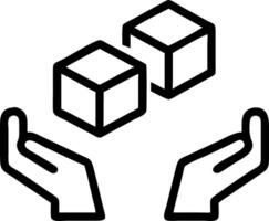 Hands arranging holographic cubes with delivery inventory and shipping icons to represent supply chain management in logistics Set 3 vector