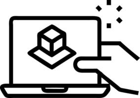 Hand working on holographic laptop displaying quality control certification assurance icons representing digital quality control and certification in empty space vector