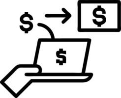 Hand working on laptop with holographic ROI and financial strategy icons representing analyzing ROI and business strategy in empty space vector