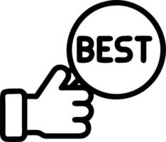 Hand using magnifying glass to highlight Best in Good Better Best sequence on blue background in empty space vector