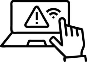 Hand using laptop with holographic scam alert and cybersecurity icons representing scam warning and online threat protection in empty space vector