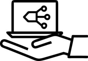 Hand using laptop with holographic Zero Trust security icons representing advanced cybersecurity measures and data protection protocols in empty space vector