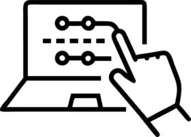 Hand using laptop with holographic Zero Trust security icons representing advanced cybersecurity measures and data protection protocols in empty space Set 2 vector
