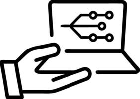 Hand using laptop with holographic Zero Trust security icons representing advanced cybersecurity measures and data protection protocols in empty space Set 6 vector