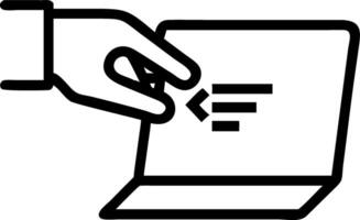 Hand using laptop displaying HSE health safety environment icons in empty space vector