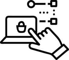 Hand using laptop with holographic Zero Trust security icons representing advanced cybersecurity measures and data protection protocols in empty space Set 4 vector