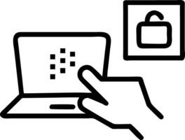 Hand using laptop with holographic Zero Trust security icons representing advanced cybersecurity measures and data protection protocols in empty space Set 5 vector