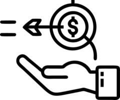 Hand using holographic tools for setting investment financial goals in empty space vector