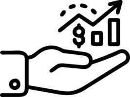 Hand using holographic financial efficiency tools for profit and loss with empty space background vector