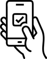 Hand using holographic digital payment interface on smartphone displaying online banking security transaction success icons symbolizing digital payments and fintech in empty space Set 2 vector