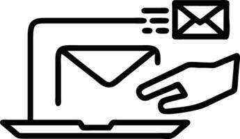 Hand using holographic email security device showing email protection spam virus icons on laptop in empty space Set 2 vector