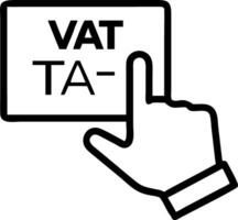 Hand using holographic device to manage VAT returns online with empty space background vector