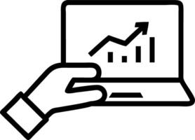 Hand typing on laptop with holographic ROI graph and financial strategy icons representing analyzing ROI and business strategy in empty space Set 5 vector