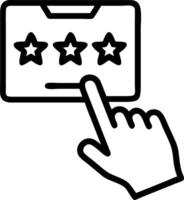 Hand using holographic customer review interface showing five star rating and feedback emoticons on mobile phone in empty space vector