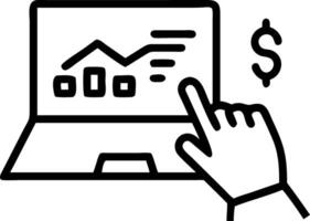 Hand typing on laptop with holographic ROI graph and financial strategy icons representing analyzing ROI and business strategy in empty space Set 3 vector