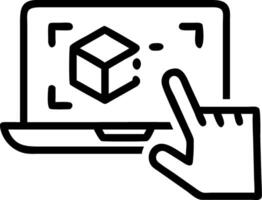 Hand using holographic AI image generator on laptop displaying futuristic user interface and visual prompts in empty space Set 2 vector