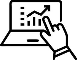 Hand typing on laptop with holographic ROI graph and financial strategy icons representing analyzing ROI and business strategy in empty space Set 2 vector