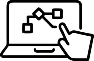Hand using holographic AI image generator on laptop displaying futuristic user interface and visual prompts in empty space vector