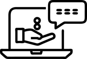 Hand using holographic AI chatbot device on laptop showing smart assistant automation intelligent assistant icons in empty space vector
