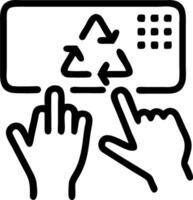 Hand typing on holographic circular economy device showing recycling sustainability eco friendly icons in empty space Set 2 vector